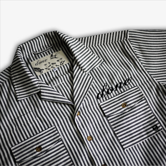 Striped Button Up (BLACK)